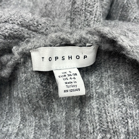 NWOT Topshop Open Oversized Ribbed Cardigan Pockets Boho Stretch Gray Small - Picture 11 of 12